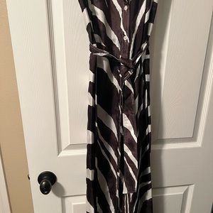 Chocolate Brown Animal Strip Print Silk Maxi Dress 👗